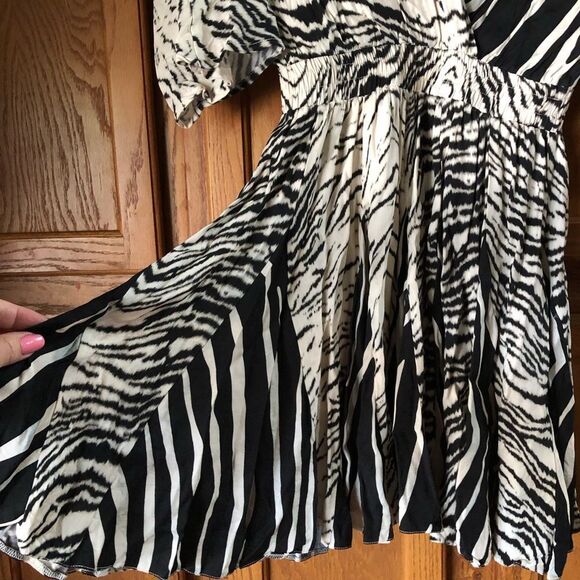 NWOT NOCTURNE V-Neck Zebra Print Varyant Mini Dress Size 36 - Picture 9 of 16